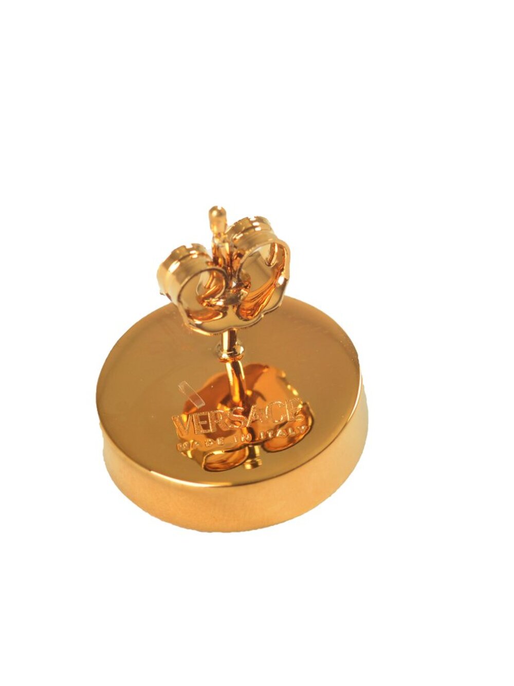 Versace Bordeaux Enamel Gold Color Metal Medusa Round Earrings - Picture 3 of 4